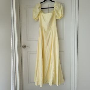 NWOT ZARA PASTEL YELLOW PUFF SLEEVE MIDI DRESS